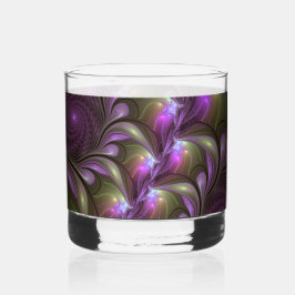 Kleurrijke Abstract Paarse Khaki Fractale Kunst Whisky Glas