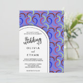 Kleurrijke Abstract Patroon Chic Artistic Wedding Kaart (Staand voorkant)