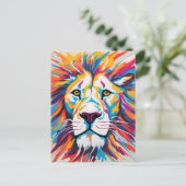 Kleurrijke abstract portret witte leeuw briefkaart (Staand voorkant)