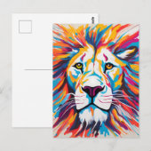 Kleurrijke abstract portret witte leeuw briefkaart (Voorkant / Achterkant)