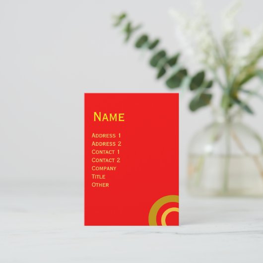 KLEURRIJKE ABSTRACT ROOD GELE CIRKELS VISITEKAARTJE (Staand voorkant)