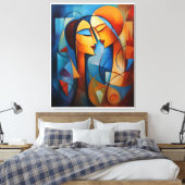 Kleurrijke Abstract Schilderen Paar canvas muur Ar (Insitu (Slaapkamer))