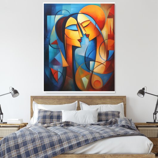 Kleurrijke Abstract Schilderen Paar canvas muur Ar (Insitu (Slaapkamer))