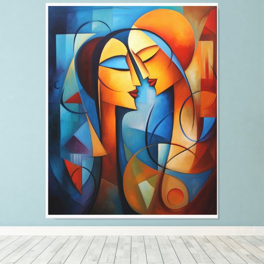 Kleurrijke Abstract Schilderen Paar canvas muur Ar (Insitu (Houten vloer))