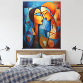 Kleurrijke Abstract Schilderen Paar canvas muur Ar (Insitu (Slaapkamer))