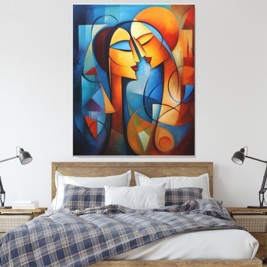 Kleurrijke Abstract Schilderen Paar canvas muur Ar (Insitu (Slaapkamer))