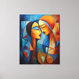 Kleurrijke Abstract Schilderen Paar canvas muur Ar Afdruk
