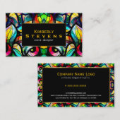 Kleurrijke Abstract Swirls Glas in lood Look 2b Visitekaartje (Voorkant / Achterkant)