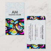 Kleurrijke Abstract Swirls Glas in lood Sjabloon 2 Visitekaartje (Voorkant / Achterkant)