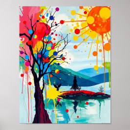Kleurrijke Abstract van een Tree Poster