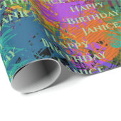 Kleurrijke Abstract Voeg Verjaardag of Pensioen Te Cadeaupapier (Rol Hoek)