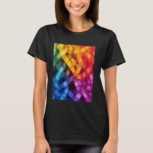 Kleurrijke Abstract Weefkunst T-shirt (Voorkant)