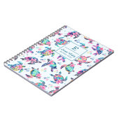 Kleurrijke Abstract Zee Schildpad Monogrammed Bow Notitieboek (Linkerzijde)