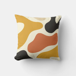 kleurrijke Abstract Zwart En mosterd oranje Kussen