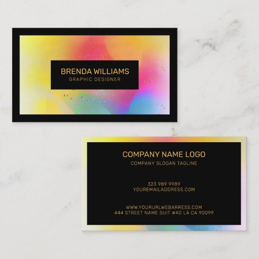 Kleurrijke abstracte achtergrond zwart lijst visitekaartje (Voorkant / Achterkant)