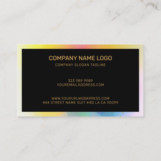 Kleurrijke abstracte achtergrond zwart lijst visitekaartje (Achterkant)