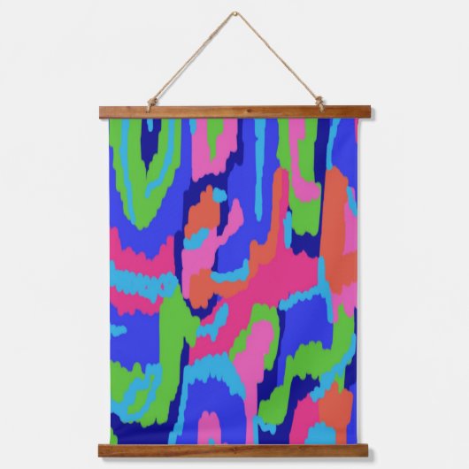 Kleurrijke Abstracte afdrukken in Retrokleuren Hangend Wandkleed (Voorkant)