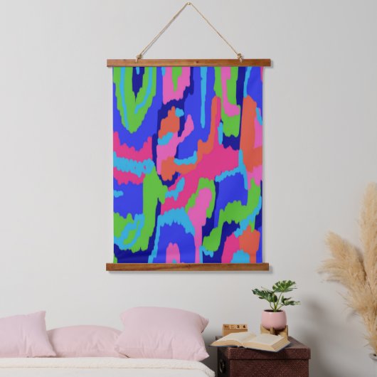 Kleurrijke Abstracte afdrukken in Retrokleuren Hangend Wandkleed (Slaapkamer)