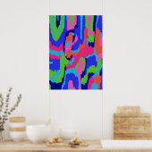 Kleurrijke Abstracte afdrukken in Retrokleuren Poster (Keuken)