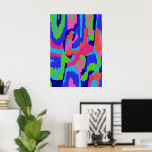 Kleurrijke Abstracte afdrukken in Retrokleuren Poster (Thuiskantoor)