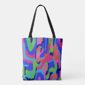 Kleurrijke Abstracte afdrukken in Retrokleuren Tote Bag (Achterkant)