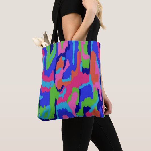 Kleurrijke Abstracte afdrukken in Retrokleuren Tote Bag (Dichtbij)