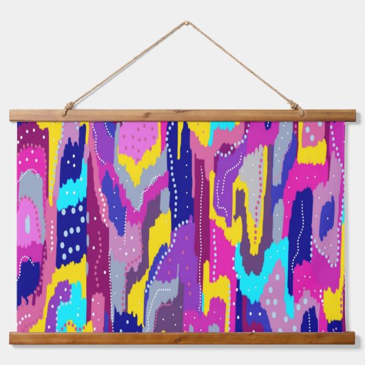 Kleurrijke Abstracte afdrukken met vun Stippen Hangend Wandkleed (Voorkant)