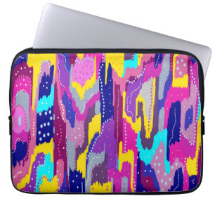 Kleurrijke Abstracte afdrukken met vun Stippen Laptop Sleeve