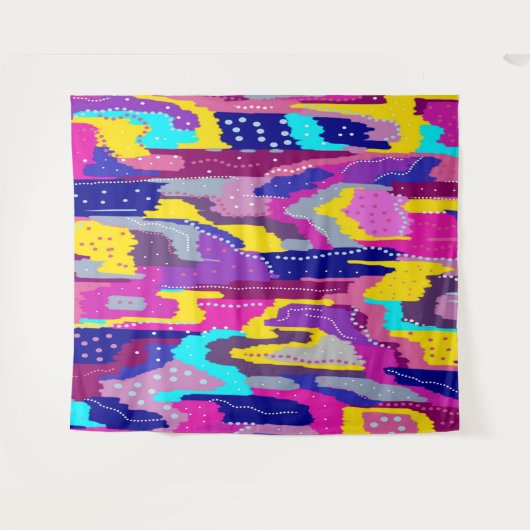 Kleurrijke Abstracte afdrukken met vun Stippen Wandkleed (Voorkant (horizontaal))