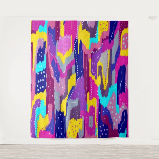 Kleurrijke Abstracte afdrukken met vun Stippen Wandkleed (Voorkant)