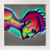 Kleurrijke Abstracte AI-kunst | Vrouw met Mohawk Legpuzzel (Horizontaal)