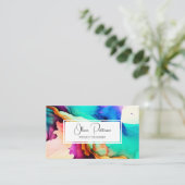 Kleurrijke Abstracte alcoholhoudende inkt vloeibaa Visitekaartje (Staand voorkant)