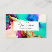 Kleurrijke Abstracte alcoholhoudende inkt vloeibaa Visitekaartje (Voorkant)