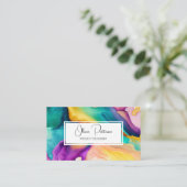 Kleurrijke Abstracte alcoholhoudende inkt vloeibaa Visitekaartje (Staand voorkant)
