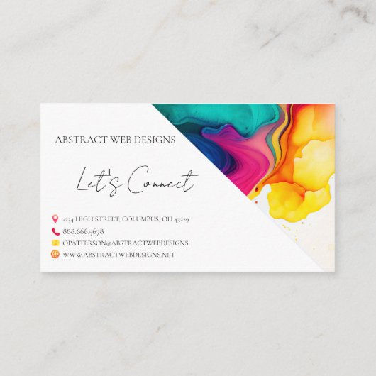 Kleurrijke Abstracte alcoholhoudende inktstijl Visitekaartje (Achterkant)
