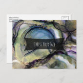 Kleurrijke Abstracte alcoholinkt, ik mis je gezich Briefkaart (Voorkant / Achterkant)