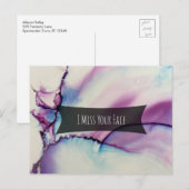 Kleurrijke Abstracte alcoholinkt, ik mis je gezich Briefkaart (Voorkant / Achterkant)