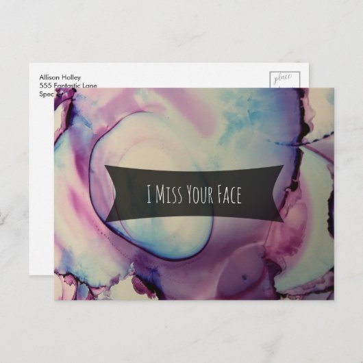 Kleurrijke Abstracte alcoholinkt, ik mis je gezich Briefkaart (Voorkant / Achterkant)