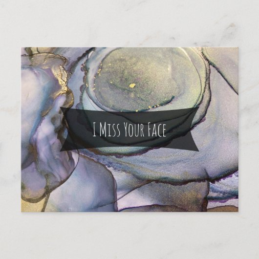 Kleurrijke Abstracte alcoholinkt, ik mis je gezich Briefkaart (Voorkant)
