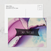 Kleurrijke Abstracte alcoholinkt, ik mis je gezich Briefkaart (Voorkant / Achterkant)