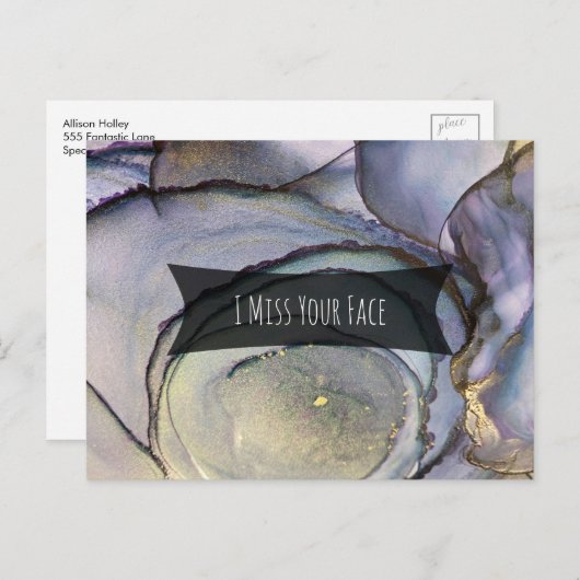Kleurrijke Abstracte alcoholinkt, ik mis je gezich Briefkaart (Voorkant / Achterkant)