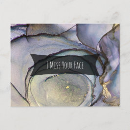 Kleurrijke Abstracte alcoholinkt, ik mis je gezich Briefkaart
