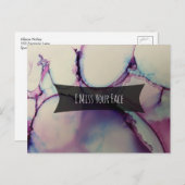 Kleurrijke Abstracte alcoholinkt, ik mis je gezich Briefkaart (Voorkant / Achterkant)