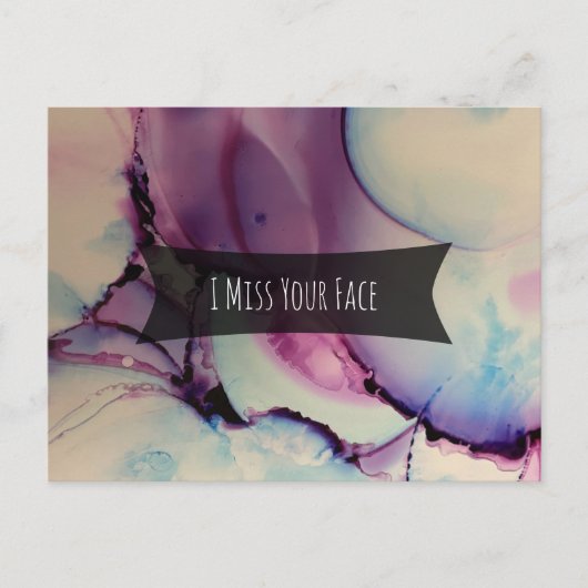 Kleurrijke Abstracte alcoholinkt, ik mis je gezich Briefkaart (Voorkant)