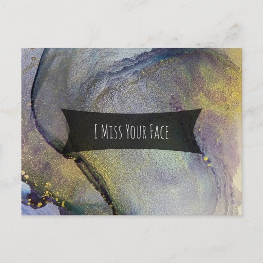 Kleurrijke Abstracte alcoholinkt, ik mis je gezich Briefkaart (Voorkant)