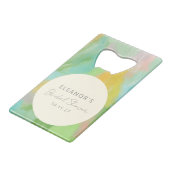 Kleurrijke Abstracte Aquarel Bruidsdouche Custom Creditkaart Flessenopener (Voorkant Gekanteld)