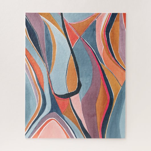 Kleurrijke Abstracte Aquarel Kunst Puzzel (Verticaal)
