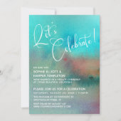 Kleurrijke Abstracte Aquarel Laten we Feestvieren! Kaart (Voorkant)