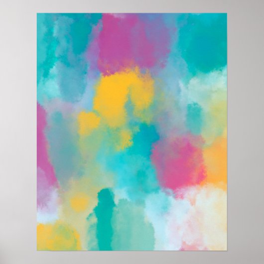 Kleurrijke Abstracte aquarel schilderen Poster (Voorkant)