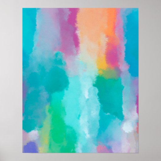 Kleurrijke Abstracte aquarel schilderen Poster (Voorkant)